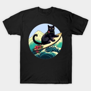 Black Cat Serious Surf T-Shirt